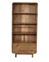 Regał drewniany z litego drewna mango 200 cm w stylu PRL retro mid-century – karmel BC-04-CR