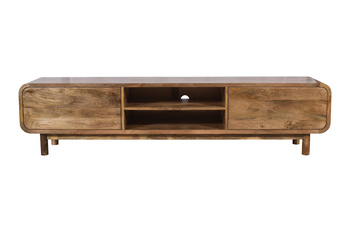 Szafka RTV XXL 210 cm z litego drewna mango retro PRL mid-century – karmel BC-05-CR