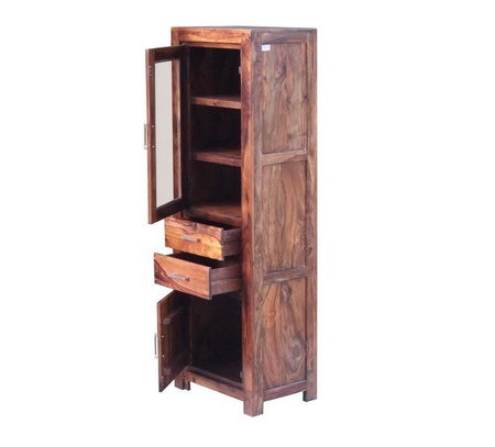 Wąska witryna drewniana z szafką i szufladami MOD-106-50P