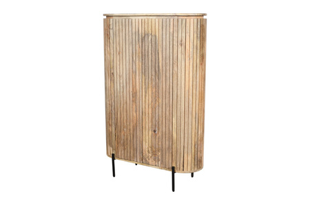 Duża komoda drewniana z drzwiami i lamelowymi frontami HS-09-MN