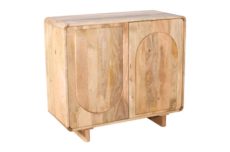 Mała komoda drewniana ED-02-MN, mango naturalne, rzeźbione fronty wypukłe, 90×40×80 cm