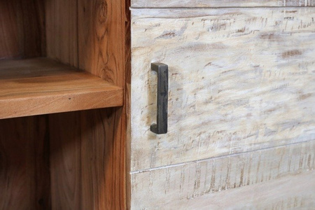 Drewniany regał z szafkami i szufladami w stylu scandi BR-04