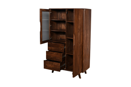 Nowoczesna witryna z ciemnego drewna mango pojemne szuflady ST-17-MWL