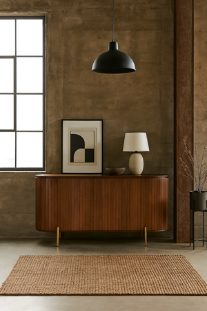 Duża komoda z półkami wykonana z ciemnego drewna Mango. HS-02-MWL