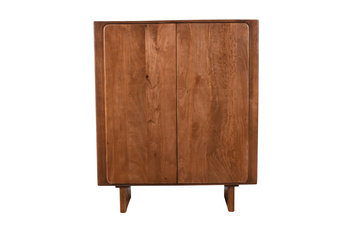 Drewniana komoda mango orzech włoski – wysoka, z drzwiami | kod HG‑02‑MWL