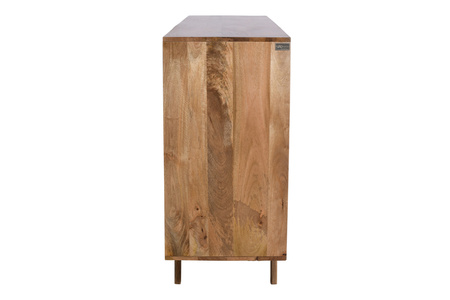 Komoda duża z litego drewna mango ST-21-CR, 6 szuflad + drzwi, kolor karmel, nowoczesny styl skandynawski