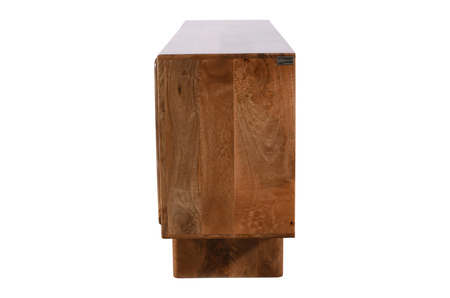 Drewniana komoda mango w kolorze karmel – 4‑drzwiowa, 165 cm | HG‑01‑CR