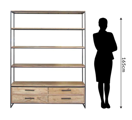 Duży, drewniany regał w stylu industrialnym LV-1445-ANL