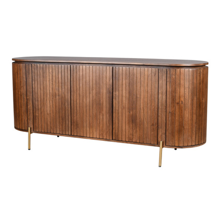 Duża, ryflowana komoda z drewna Mango w ciemnym odcieniu orzecha włoskiego HS-05-MWL