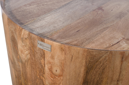 Okrągły stolik kawowy ED-04-CR – nowoczesny design, drewno mango karmel 80x80x45 cm