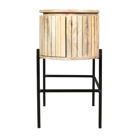 Drewniane biurko Mango z lamelami na metalowym stelażu HS-06-MN