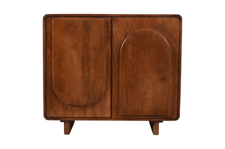 Komoda do salonu ED-02-CR z litego drewna mango – karmel, geometryczne fronty 3D, 90×40×80 cm