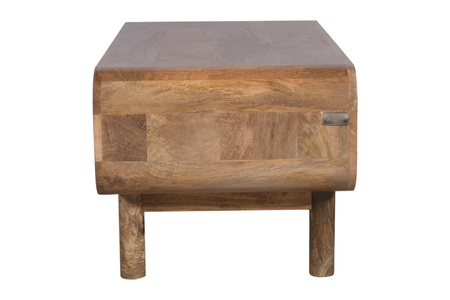 Stolik kawowy / ława PRL z półką z litego drewna mango 90×50 cm kolor mango karmel BC-03-CR