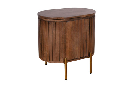 Szafka nocna z reliefowanego drewna mango w kolorze orzechawłoskiego HS-10L-MWL lewa