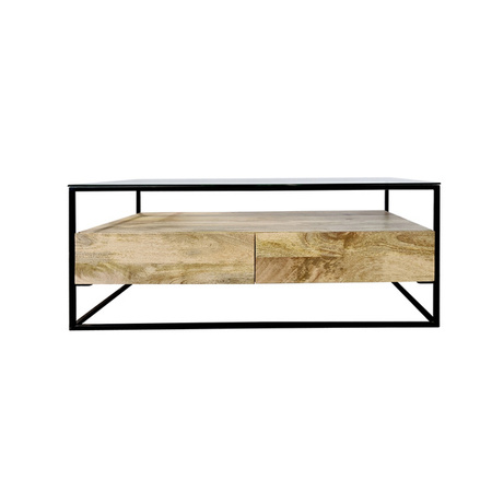 Loftowy stolik kawowy z szufladami i szklanym blatem SH-76-MN