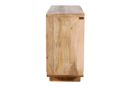 Mała komoda drewniana ED-02-MN, mango naturalne, rzeźbione fronty wypukłe, 90×40×80 cm