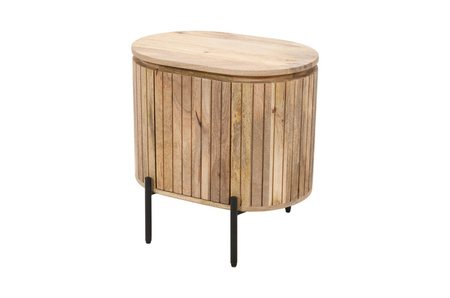 Szafka nocna z naturalnego, reliefowanego drewna mango HS-10L-MN, lewa