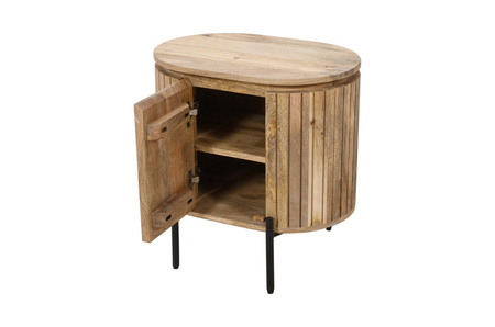 Szafka nocna z lamelami, z naturalnego drewna mango HS-10R-MN , prawa