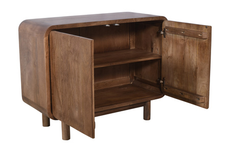 Komoda drewniana mango z drzwiczkami retro PRL mid-century – orzech włoski BC-02-MWL