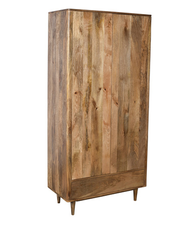Szafa drewniana z litego drewna mango w stylu mid-century modern retro PRL – kolor karmel FT-10-CR