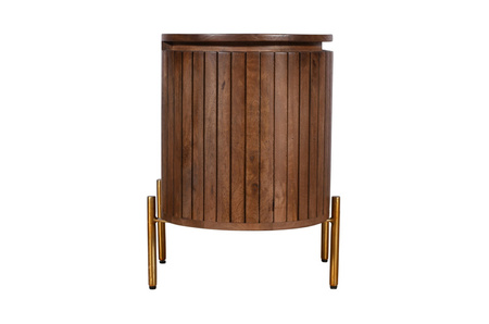 Szafka nocna z lamelami, z drewna mango w odcieniu orzecha włoskiego HS-10R-MWL , prawa