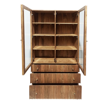 Duża witryna drewniana z akacji, ozdobne lamele ANK-10