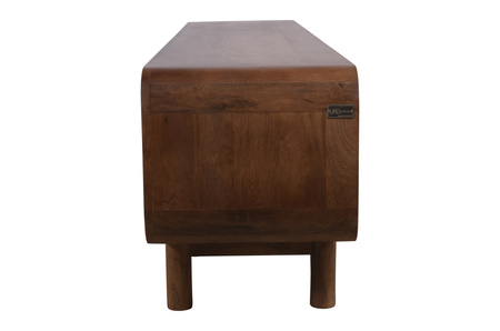 Duża szafka RTV 210 cm z litego drewna mango retro PRL mid-century – kolor orzech włoski BC-05-MWL