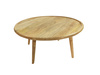 Drewniany stolik kawowy w stylu skandynawskim z okrągłym, frezowanym blatem FT-12-MN