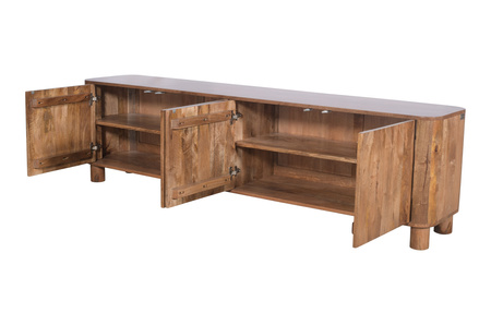 Szafka RTV drewniana mango karmel 200 cm RM-03-CR Styl organiczny, zaokrąglone narożniki, elegancki design