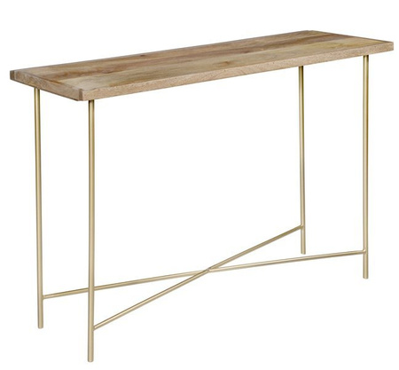 Minimalistyczna konsola drewniana na złotym stelażu RG-07-MN