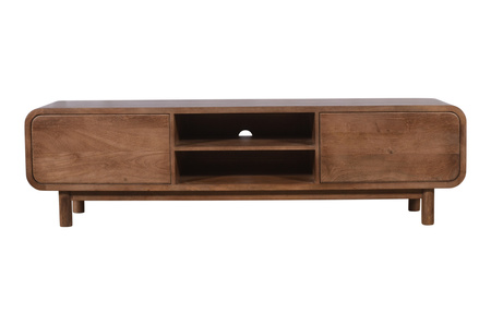 Szafka RTV mango 180 cm z litego drewna w stylu retro mid-century – orzech włoski BC-06-MWL