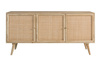 Trzydrzwiowa komoda z naturalnego drewna Mango i rattanu GR-10-MN