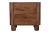 Szafka nocna drewniana, pomocnik drewniany mango japandi z litego drewna, zaokrąglone narożniki, dwie szuflady – kolor orzech włoski RM-09-MWL