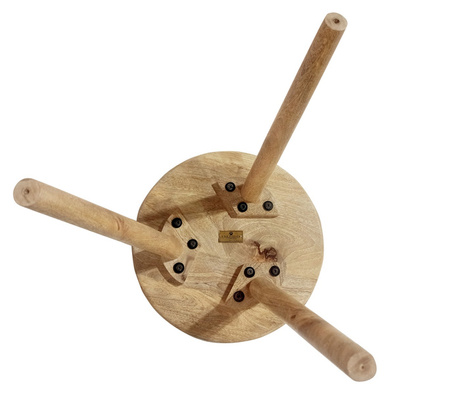 Okrągły stolik kawowy z drewna Mango, pomocnik na trzech nogach, drewniany kwietnik FT-11-MN