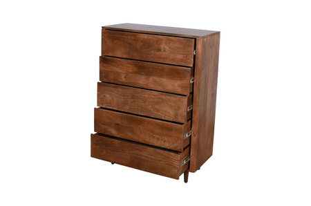 Wysoka komoda na toczonych nogach z szufladami drewna mango FT-06-MWL