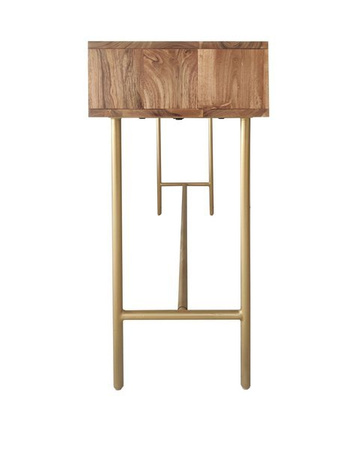 Drewniana konsola z szufladami i złotymi uchwytami BK-02-GLD