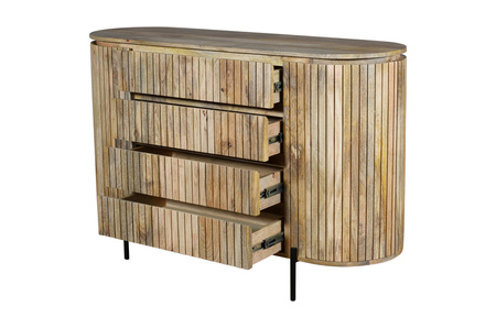 Duża komoda drewniana z szufladami i lamelowymi frontami HS-04-MN