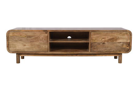 Szafka RTV mango 180 cm z litego drewna w stylu retro mid-century – karmel BC-06-CR