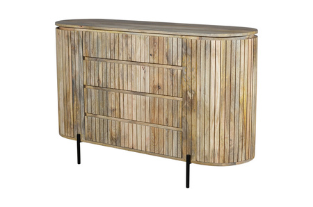Duża komoda drewniana z szufladami i lamelowymi frontami HS-04-MN