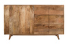 Komoda duża z litego drewna mango ST-21-CR,  6 szuflad + drzwi, kolor karmel, nowoczesny styl skandynawski