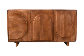 Komoda z drewna mango ED-01-MWL, fronty wypukłe, kolor orzech włoski, 150x40x80 cm