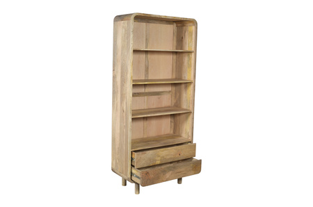 Biblioteczka drewniana mango 200 cm PRL mid-century retro – kolor naturalny BC-04-MN
