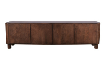 Szafka RTV drewniana mango orzech włoski 200 cm RM-03-MWL Designerska szafka pod telewizor Japandi