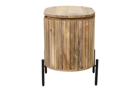 Szafka nocna z naturalnego, reliefowanego drewna mango HS-10L-MN, lewa